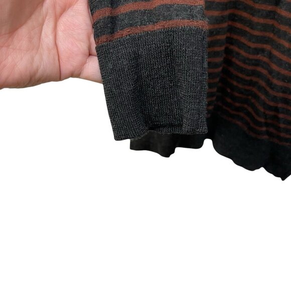 Allsaints Mens Keel Merino Wool Crew Sweater Stripes Size Small Gray Brown - Picture 4 of 9